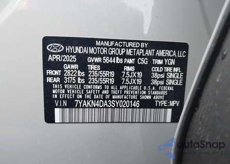 2025 Hyundai Ioniq 5 Sel z USA, uszkodzony, nr VIN 7YAKN4DA3SY020146